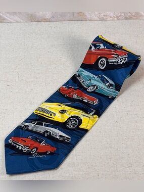 Ralph Marlin Classic T-Birds Ford Thunderbird Cars Silk Tie USA Made 56”